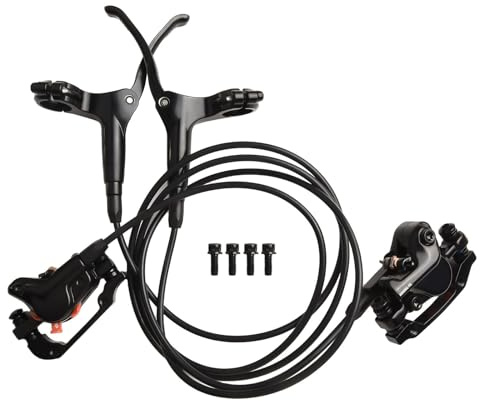 FUANA Hydraulisches Scheibenbremsen-Set für Mountainbike mit Hebel, 160/180 mm Rotor-kompatibel, Doppelkolben-Bremssattel, vorgefülltes Ölsystem, Fahrradreparatur-Set