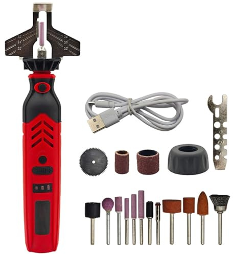 Affilatrice for motoseghe a batteria, Kit for affilare motoseghe elettrico portatile, Strumento for affilare motoseghe ad alta velocità for levigare catene, lucidare e giada del legno