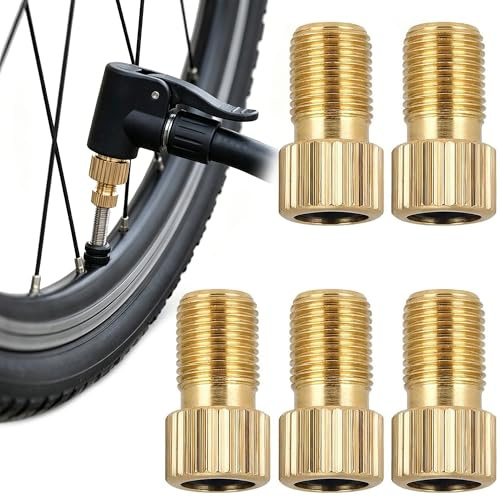 LEOUEANR Ventiladapter, französischer Fahrradventiladapter mit Dichtungsring, Aluminium, Fahrradpumpe, Zubehör zum Aufpumpen von Reifen, 5 Stück