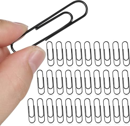 Cossaot Lot de 30 Trombones en Métal, 10CM Trombones Géant de Couleur, RéutilisablesTrombones Bureau, pour Organiser Vos Documents, bureau, fichiers, école (Noir)