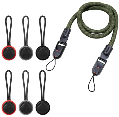 Tniytru Camera Strap Set with 6 Quick Release Buckles | Olive Green and Red Grey Black Design, Neck or Shoulder Camera Straps for SLR and DSLR