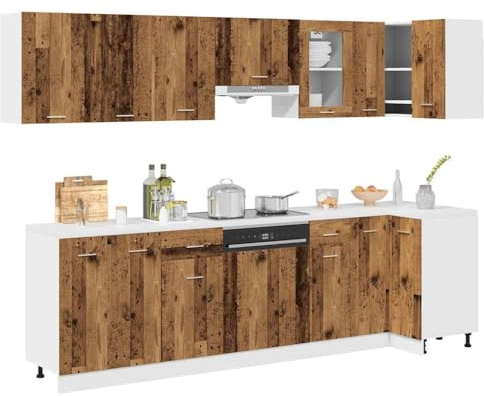 Massbinet 11-TLG. Küchenschrank-Set Lyon Altholz-Optik Holzwerkstoff