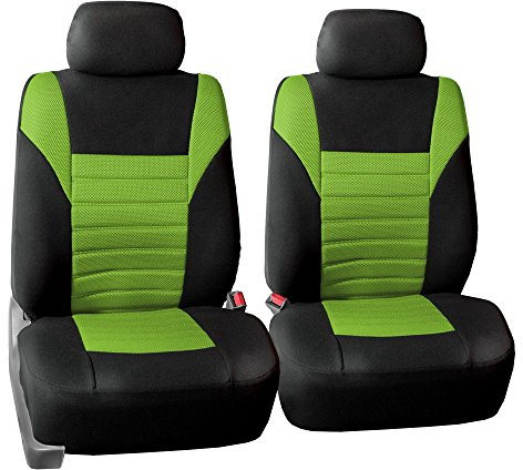 FH Group Autositzbezüge vorne Set Premium Grün 3D Air Mesh - Low Back Autositze mit abnehmbarer Kopfstütze, Universal Fit, Automotive Sitzbezug, Airbag Kompatibel Autositzbezug für SUV, Limousine, Van