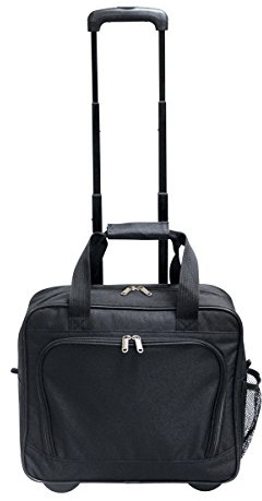 Preferred Nation Rolling Laptop Computer Case Wheeled Trolley Bag Fits 15.4 Laptop | TSA Approved Carry On, Locking Handles Skate Wheels. Black