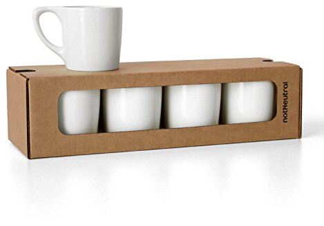 notNeutral Lino 10 oz Porcelain Coffee Cups | for Specialty Coffee Drinks, Latte, Cappuccino, Mocha and Tea | for Personal, Restaurant, Commercial Use | White Set of 4