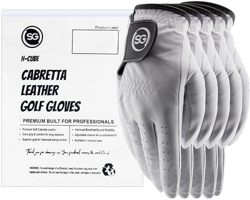 Strike Golf marchio Golf all Weather guanti in morbida pelle Cabretta & Lycra mano sinistra – Taglia S/M/L/L/XL Dimensioni opzione – uomini (confezione da 5) donna (confezione da 4), Plain White