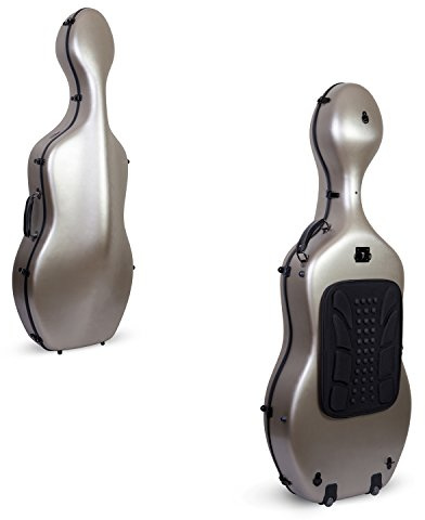 Crossrock Poly Carbon Composite Cello Koffer, für 4/4 Cello mit Rucksackgurten und Rollen - Champagner (CRF1000CEFCHHT)