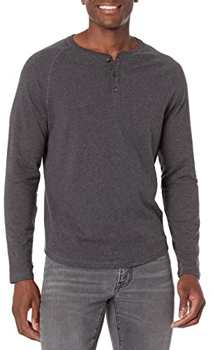 Amazon Essentials Men's Long-Sleeve Henley Shirt, Charcoal Heather, S
