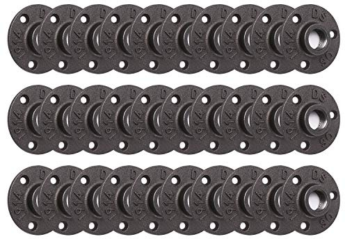 3/4 Floor Flange, Home TZH 30 Pack Pipe Flange Malleable iron Pipe Fittings for Industrial vintage style, Flanges with Threaded Hole for DIY Project/Furniture/Shelving Decoration (30 Pack, 3/4)