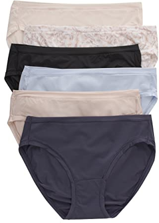 Hanes Womens Comfort Flex Fit Microfiber Panty (Pack of 6) Bikini Style Underwear, Assorted, XX-Large US