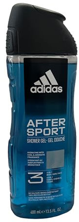 ADIDAS Lot de 6 gels douche 3 en 1 pour homme « AFTER SPORT » - Pour le corps, les cheveux et le visage - 6 x 400 ml