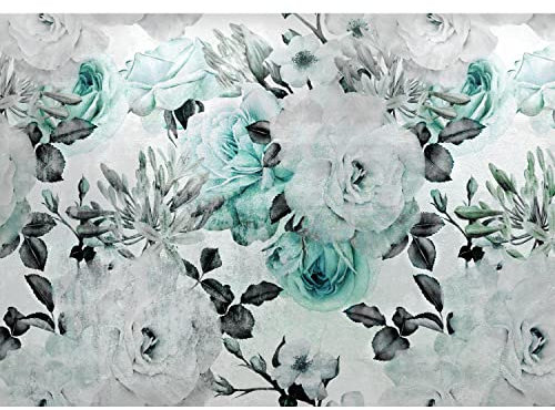 Runa Art Fototapete Blumen Rosen 352 x 250 cm Vlies Tapeten XXL Moderne Wandtapete Wohnzimmer Schlafzimmer Türkis 9309011c