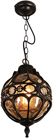 Mengjay Rétro Plafonnier d'extérieur industriel verre,Extérieur Plafond Étanche Lumières,Luminaires extérieur E27 Suspension Extérieure pour Jardin Patio Pavillon(noir)