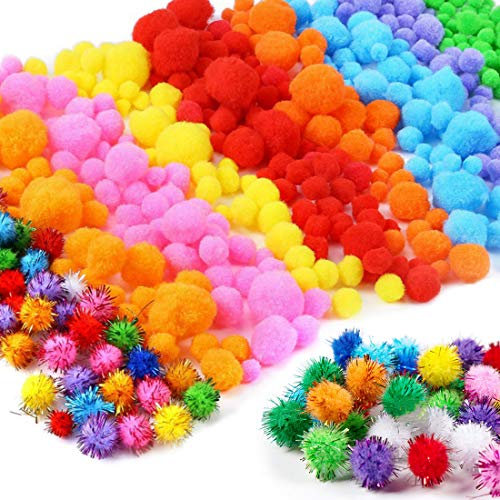 1000 Stücke Bunt Mini Pompons, Bunte Pompom, 1-3cm Pompom Bälle Kleine Bommeln, Bunte Plüschbälle für Lustige DIY Kreative Handwerk(1000pcs 10/15/20mm)