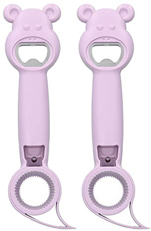 Jeffergarden Abrebotellas 2Pcs, Abrelatas 4 en 1 Abrelatas de Cerveza clásico Universal Abrebotellas Manual portátil para Bebidas para Acampar y Viajar(púrpura)