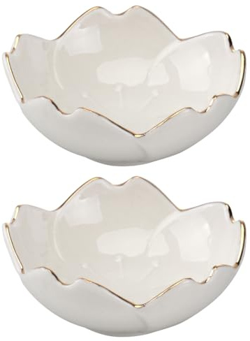 Lurrose Porcelain Seasoning Dipping Bowls Set 2.76 Inch Flower Shaped Ceramic Sauce Dishes for Kitchen BBQ Condiments Tableware