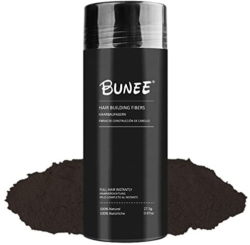 Bunee Hair Fibres - Hair Thickener - Hair Loss Coverage in 30 Seconds - 100% Natural Cotton Hair Powder Women and Men (Dark Brown 27.5g)