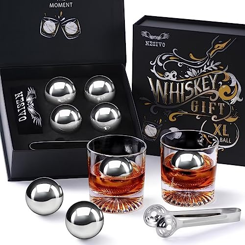 Whiskey-Bälle, wiederverwendbar, 55 mm, Vatertags-Bourbon-Geschenke für Männer, Whiskey-Eissteine mit Zange, Jahrestags-Geburtstagsgeschenke für Vater, Freund, Opa, Ihn, Ehemann von der Frau, 10 Stück