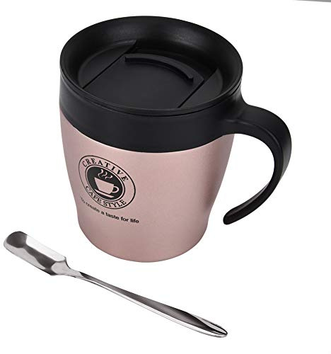 Tasse à Café Isotherme, Mug De Voyage Réutilisable Avec Couvercles Anti-déversement Et Poignée Goblets Bouteille Double Paroi Isolée Sous Vide En Acier Inoxydable Pour Garder Café Thé
