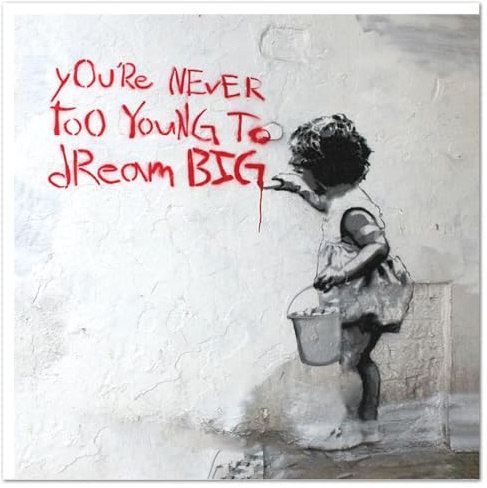 Giallobus - Quadro - Banksy - Never too young - Vetro acrilico - 50x50 - Pronto da appendere - Quadri moderni per la casa