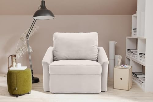 DOMO. collection Poltrona Relax, divano boxspring con funzione di sonno, dormiente, poltrona letto, letto degli ospiti, divano letto, 108 x 96 x 86 cm (larghezza x profondità x altezza), crema