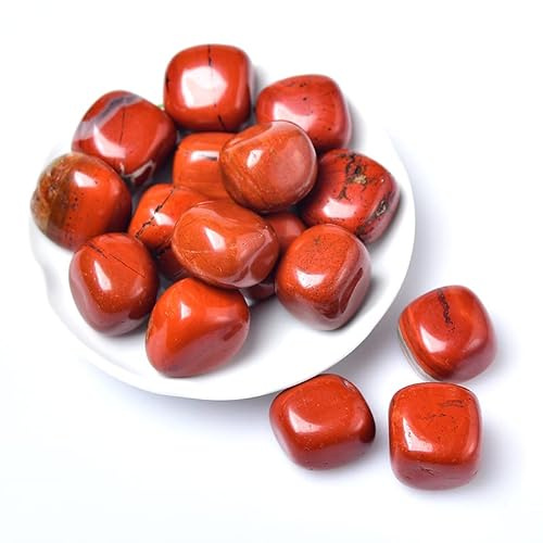 Pierre à rouler en cristal naturel - 27 couleurs - Spécimen de gravier carré - Pierre polie pour aquarium - Décoration d'intérieur - Jaspe rouge - 50 g