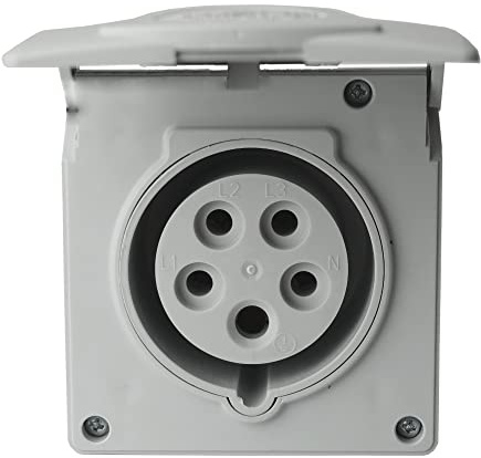 CEE Wandsteckdose mit Klappdeckel 16A 5P 400V IP44 Unterputz Steckdose Unterputzsteckdose Wanddose