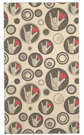 AOOEDM I Love You Sign Language Towel 27.5x16 Inches Hand Towel Skin-Friendly Absorbent Face Washrag