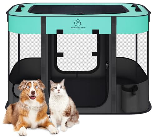 Foldable Pet Playpen,Cat Dog Playpen,Portable Dog Cage soft Portable Exercise Kennel Tent,Puppy Pen Indoors/Outdoors Pet Tent Fence(L(100 * 80 * 60cm))