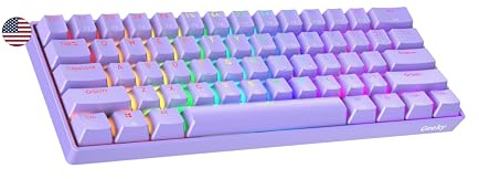 Geeky GK61 60% | Hot Swappable Teclado Mecánico de Juego | 61 Teclas Multicolor RGB LED Retroiluminado para Gaming PC/Mac | ANSI US Teclado Americano (Lavanda, Mechanical Brown)