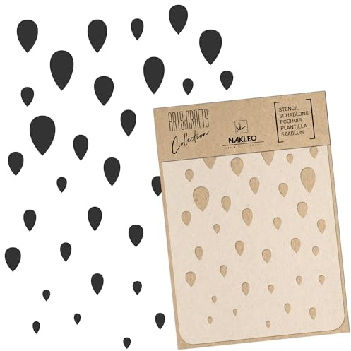 NAKLEO Malschablone für Handwerk A4 21x30cm, Tropfen Regen Träne Muster, Wiederverwendbare Kunststoff DIY & Scrapbooking Zeichenschablone, Decoupage Kunst Vorlage, Wand Stoff Möbel Holz