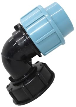 Vokenforu IBC Tank Connector, 1 Pcs S60x6 Thread Tank Adapter, Water Butt, Plastic Garden Hose Adapter Fittings Tools (Elbow 32mm)
