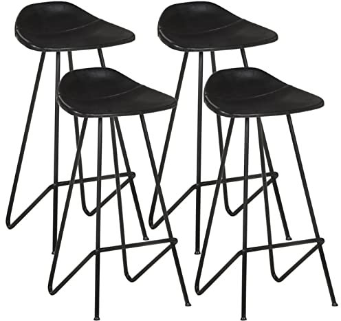 LAPOOH Barhocker 4 STK Barstuhl, Bistrohocker, Tresenhocker, Thekenhocker, Barstools, Bar Hocker, Bar Stools, Bar Chair, Schwarz Echtleder