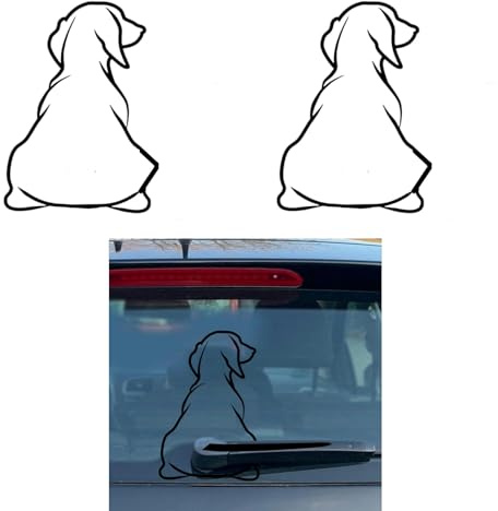 2Pcs White Funny Dog Moving Tail Decal Dog Windshield Wiper Sticker Cute Animal Puppy Car Sticker Waterproof Rear Window Wiper Decal Decoration, Bumper Stickers, Decals and Magnets, Window Wiper