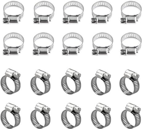 RHQFDM 25pcs 304 collier Clips de tuyau réglablesde serrage en acier inoxydable la gamme de colliers de serrage en acier inoxydable 13-19mm convient aux tuyaux domestiques hydrauliques et mécaniques