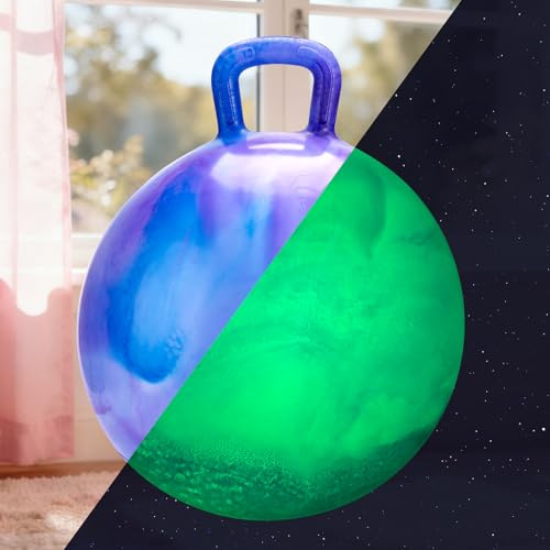 INPODAK 50cm Hüpfball für Kinder von 5 bis 9 Jahre Leuchtend Hüpfbälle | 100 KG Belastbar Rutschfest Springball mit Griff Hüpfspielzeug für Drinnen Draußen Oster Weihnachten Geschenke für Kinder