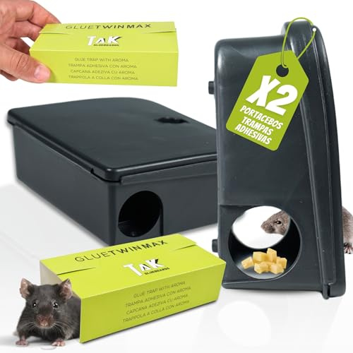 Portacebos Grandes para Ratas con Llave + 2 Placas Adhesivas | Pack 2 | Portacebos Grandes para Ratas con Llave + 2 Placas Adhesivas | Pack 2 Profesional para Interior y Exterior