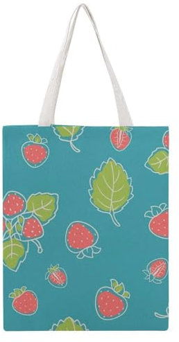 VYJLOO Erdbeere Damen Shopper Canvas Handtasche Einkaufstasche Tragetasche Schultertasche Umhängetaschen 38×46cm