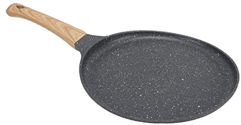 GEEKHOM Poêle à crêpes - Poêle antiadhésive - En aluminium - Avec poignée et répartiteur de pâte - Compatible avec tous les feux et cuiseurs à induction - Sans PFOA - Noir