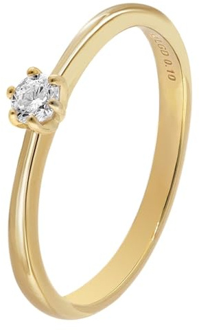 GLIZZ Damenring mit Lab Grown Diamant 0,10 ct Gold 333 Brillantring GL8653 | eleganter Gold-Ring für modische Frauen, zauberhafter Verlobungsring Diamantring