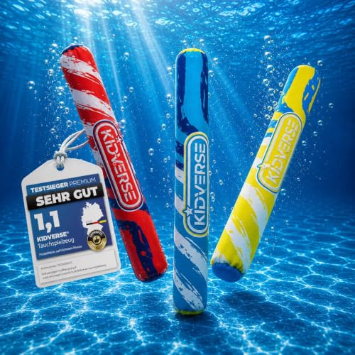 KIDVERSE Bastoncini da Immersione per Bambini - Giochi Subacquei per Bambini - Giocattoli Acquatici Testati - Colorati Giochi da Piscina Imparare a Immergersi