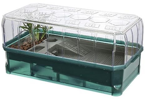 Schildkröten Terrarium Aquarium Komplettset – Paludarium Tank für Schildkröten | Terrarien für Reptilien & Amphibien | Leicht zu Wechseln und zu Reinigen | Überwinterungsbox für Schildkröten(Green Wit