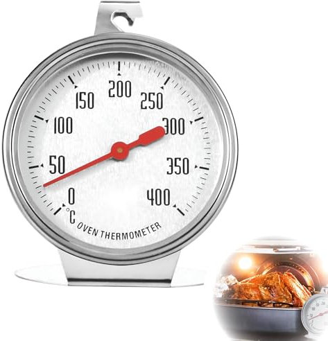 Termómetro para horno eléctrico, termómetro de horno para horno, rango de medición de 0 °C a 400 °C, acero inoxidable, termómetro para horno para cocina de gas, con esfera grande para hornear barbacoa