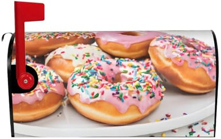 Christmas Donuts Print Mailbox Cover Durable Oxford Cloth for American Standard & Large Size Mailboxes