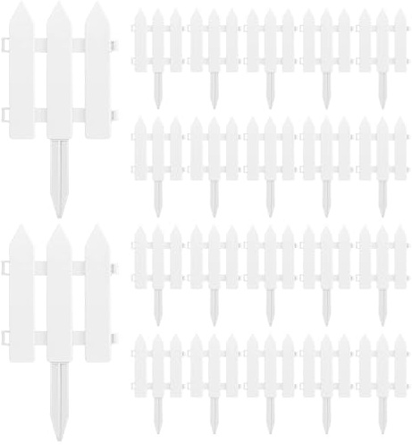 Veesper 22 pcs en Plastique Blanc Couverture de clôture en Plastique, Bordure de pelouse décorative élégante 8 × 7 Pouces pour Bordure Jardin, aménagement paysager, Protection des parterres fle