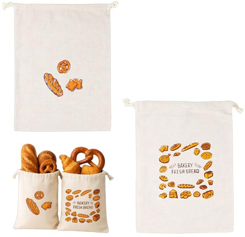 Bread Bags, 2 Pack Washable Perfect Linen Bread Bag for Homemade Bread, Reusable Breads Storage Bag to Keep Breads Fresh, Baguette Bag, Toaster Bags (31x38cm)
