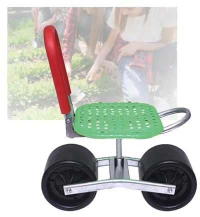 Generisch Rollbarer Gartenarbeitshocker, Sitz 360° Drehbar, Gartensitzhelfer, Höhenverstellbar 22–36 cm,for Rasen Im Freien(Green)