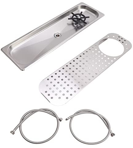 Klanata 304 Rinser de cruche en acier inoxydable - Renque de verre à barre avec tuyau - Rinser en verre facile à installer pour nettoyage de la barre (Couleur en acier inoxydable b)