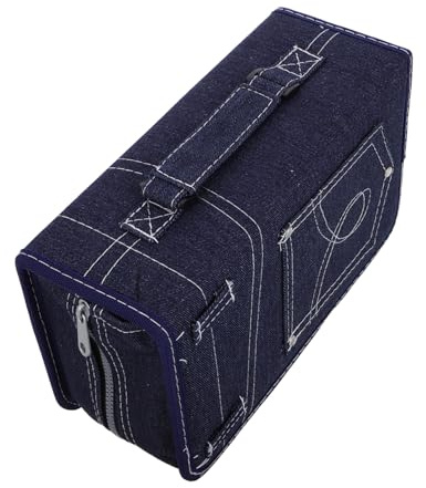 Vaguelly Borsa per Conservazione di CD e Dvd Tessuto Denim Durevole capacità Organizer per Dischi Riutilizzabile Design Portatile Cerniera Adatto per Uso Domestico Ufficio e Viaggio