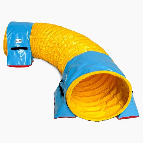 Callieway® Dog Agility Tunnel Turnier 60cmØ, 360° FullGrip (gelb, 4m)